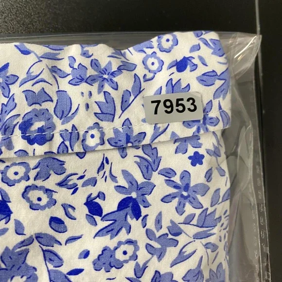 Per Se Shirt Womens 1X Blue White Floral Button Front Long Sleeve Cotton Top - Picture 12 of 13